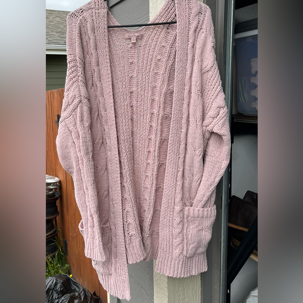light baby pink cardigan